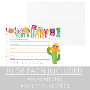 DISTINCTIVS Taco 'Bout a Baby Fiesta Baby Shower Party Invitations - 10 Cards with Envelopes