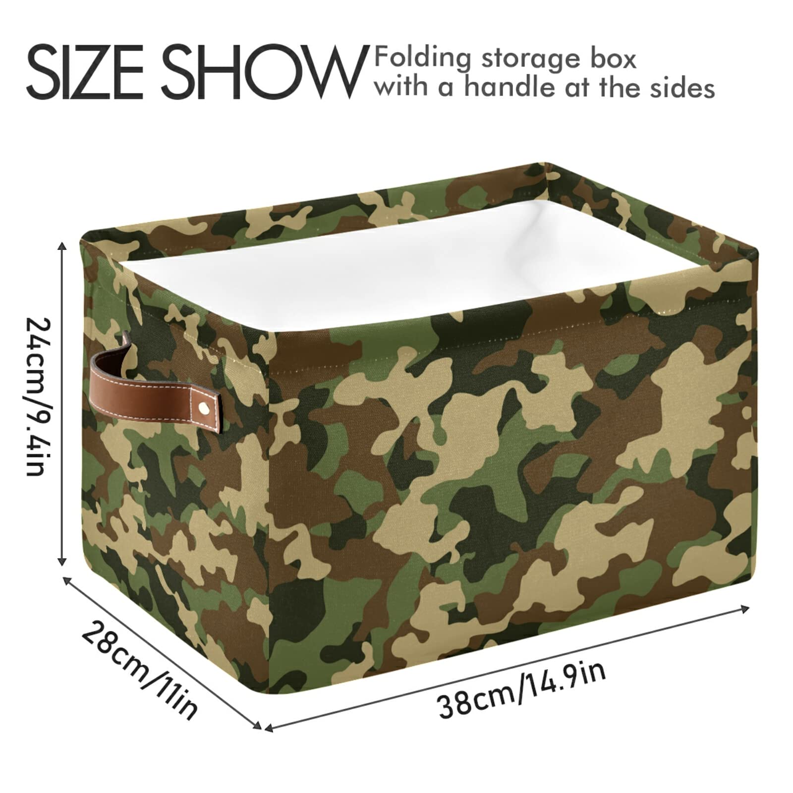 HUXINO Storage Basket Cube,Camo Camouflage Large Storage Bin Box Collapsible Clothes Toys Organizer Laundry Basket for Shelves Closet Kids Nursery Bedroom, 1 Pack