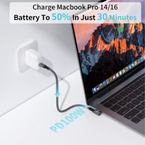 Cable Compatible with Thunderbolt 4 Cable 6.6ft, Right Angle USB4 Cable, with 40Gbps Data Transfer, PD100W Charging, Nylon Braided USB C Cable, Single 8K or Dual 4K Display, for MacBook Pro/Air