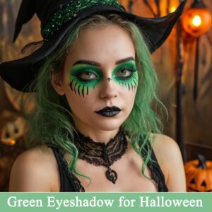 MEICOLY Green Eyeshadow Stick,Metallic Shimmer Crayon Green Eye Shadow Eye Makeup for Halloween,Waterproof & Long Lasting Shiny Bright Rotating Glitter Eyeshadow Sticks,2 Pcs