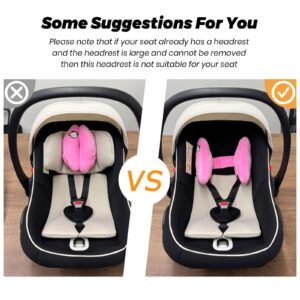 Baby Infants Adjustable Head Support Safety Pillow for Car Seat Baby Soft Neck Body Head Support, U-Shape Children Travel Pillow Cushion Stroller Neck Support for Toddlers,Pink