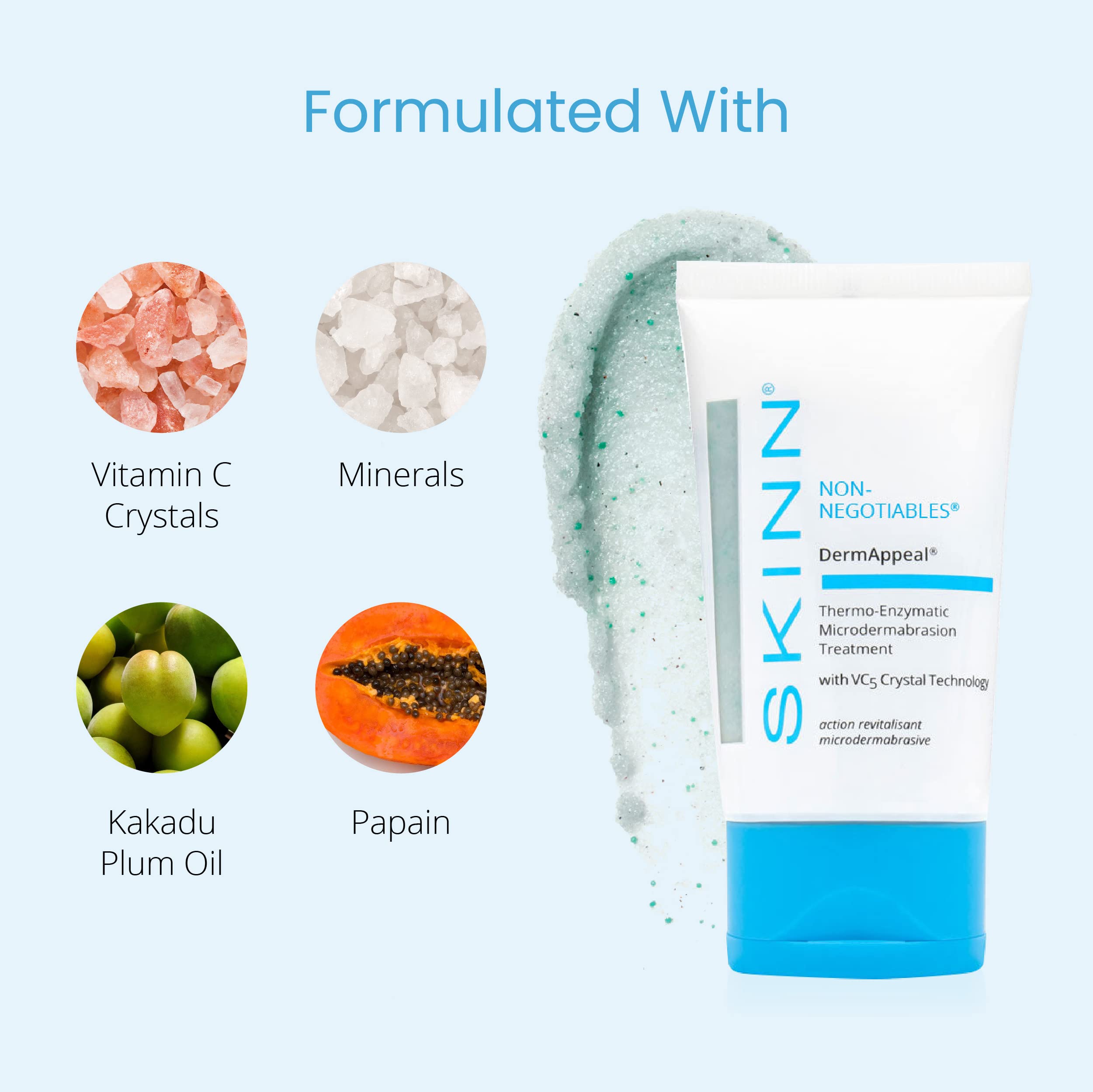 SKINN DermAppeal® Microdermabrasion Treatment for Smoother, Brighter, and Clearer Skin, 2oz - Exfoliating Facial Scrub Removes Dead Skin and Smooths Wrinkles and Fine Lines for Flawless, Glowing Skin