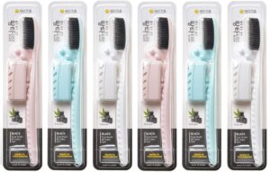 samjung wangta soft toothbrush, 6 pack (charcoal) – best manual toothbrush for maximum, efficient cleaning and sensitive gums and teeth