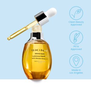 SKINN Luminous Facial Oil - Face Oil to Visibly Brighten, Firm, and Hydrate - Hydrating Oil for Anti-Aging and Dry Skin to Reduce Fine Lines, and Wrinkles - Vitamin C and Manuka Honey