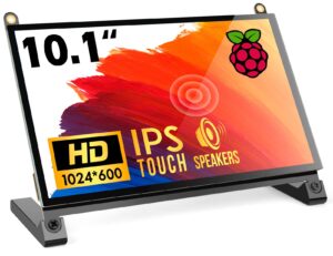 roadom raspberry pi screen, 10.1’’ touchscreen monitor, ips fhd 1024×600,responsive and smooth touch,dual built-in speakers,hdmi input,compatible with raspberry pi 5/4/3/zero,easy assembly,driver free