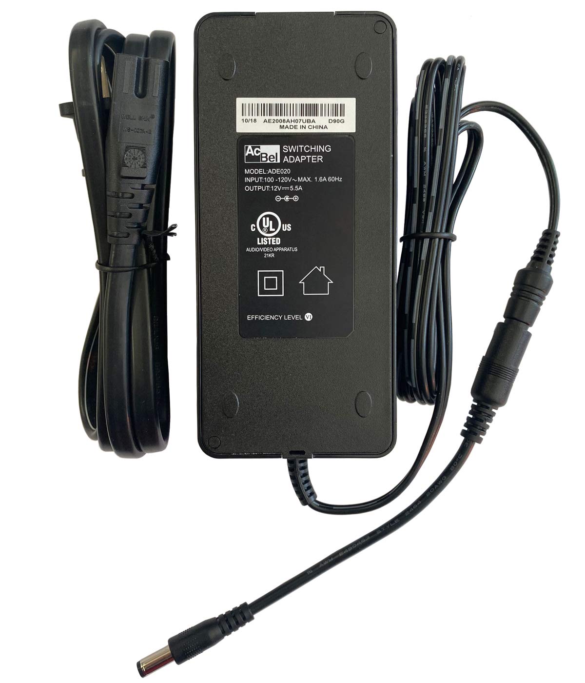 OEM UL Genuine Parts 12V AC/DC Adapter Compatible with Echelon Connect EX-4S EX-4S+ EX-4S-10 ECHEX-4S+ ECHEX-4S-10 ECHEX-4S-10-C ECHEX-4S-15-C ECH01-EX4s Spin Exercise Fitness Bike EX4S+ Power Charger