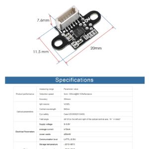 TF-LC02 Lidar Sensor 3cm-200cm Short-Range Distance Single-Point Ranging Finder Module UART/IIC Compatible with Pixhawk and Raspberry Pi for Drone/Robot Obstacle Avoidance