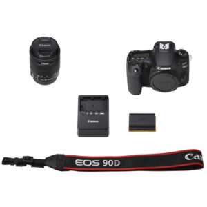 Canon EOS 90D DSLR Camera w/EF-S 18-55mm F/3.5-5.6 STM Zoom Lens + 128GB Memory + Case + Tripod + Filters (36pc Bundle) (Renewed)