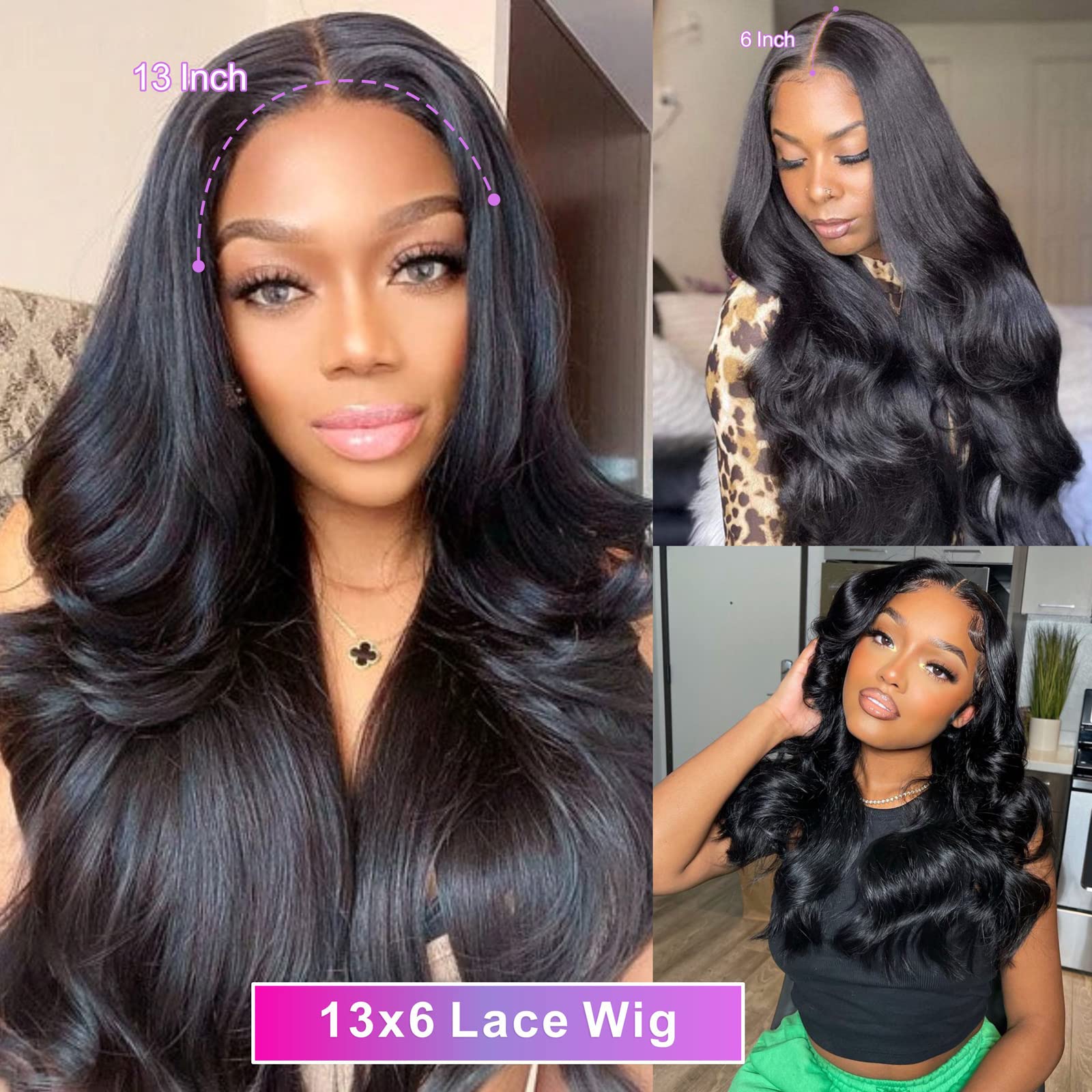 Aicrelery 13x6 Lace Front Wigs Human Hair 13x6 Body Wave HD Lace Frontal Wigs for Black Women Pre Plucked With Baby Hair Bleached Knots 180 Density Glueless Frontal Wig Full and Thick 26 Inch