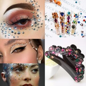 1250 Pcs Self Adhesive Rhinestones for Makeup Eyes 15 Colors Rainbow Rhinestones Face Jewels Face Gems Stick on, DIY Nail Makeup 3mm 4mm 5mm 6mm Rave Festival Accessories Costume for Women