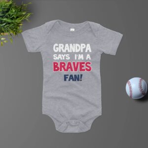 NanyCrafts' Grandpa Says I'm a Braves Fan Baby Bodysuit 3 Months Navy