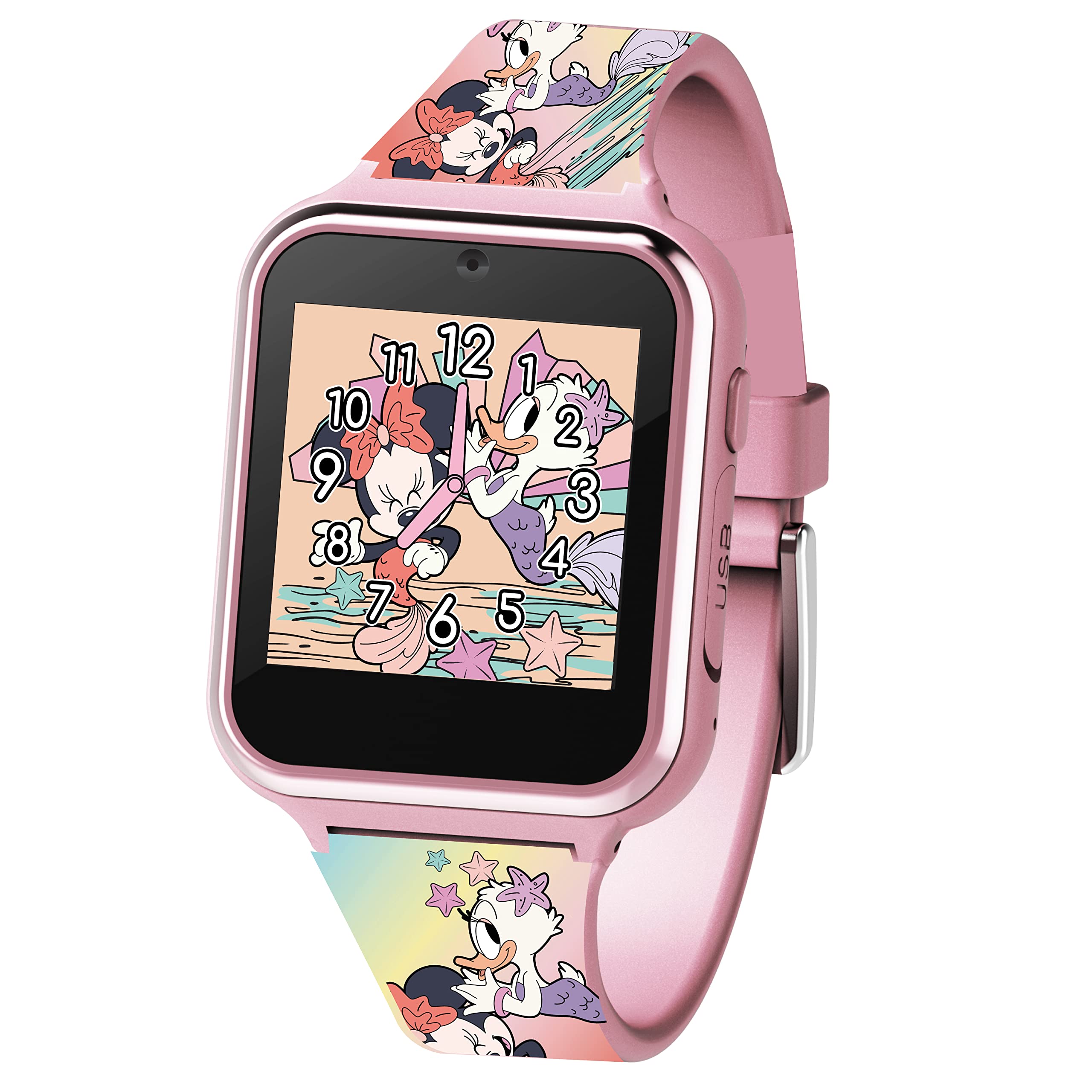 Accutime Kids Disney Minnie Mouse Multicolor Educational Learning Touchscreen Smart Watch Toy for Girls, Boys, Toddlers - Selfie Cam, Learning Games, Alarm, Calculator and More (Model: MN4325AZ)