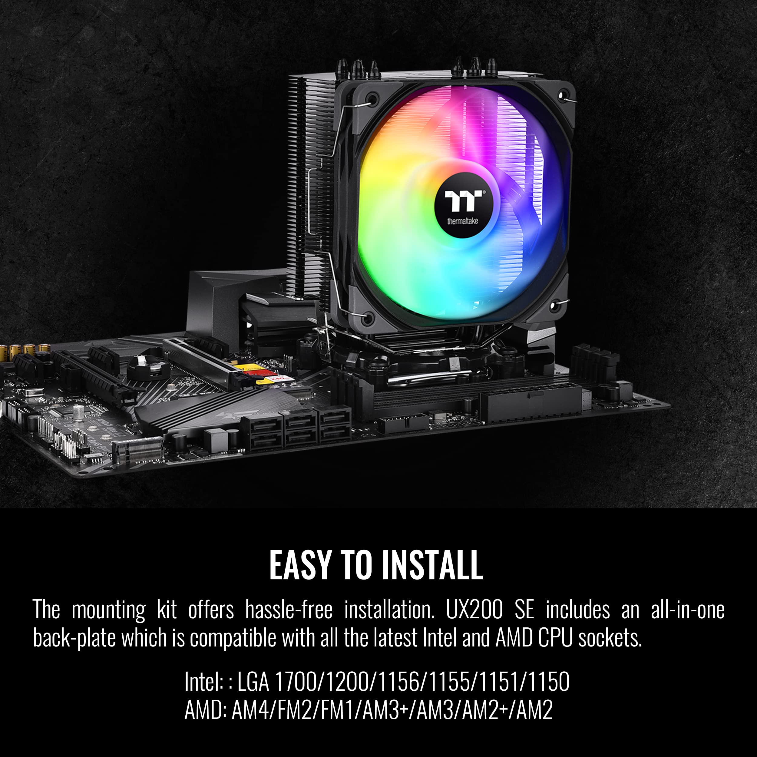 Thermaltake UX200 ARGB Sync CPU Cooler with 16.8M Color LEDs, 170W, Hydraulic Bearing, Universal Socket - For Desktops