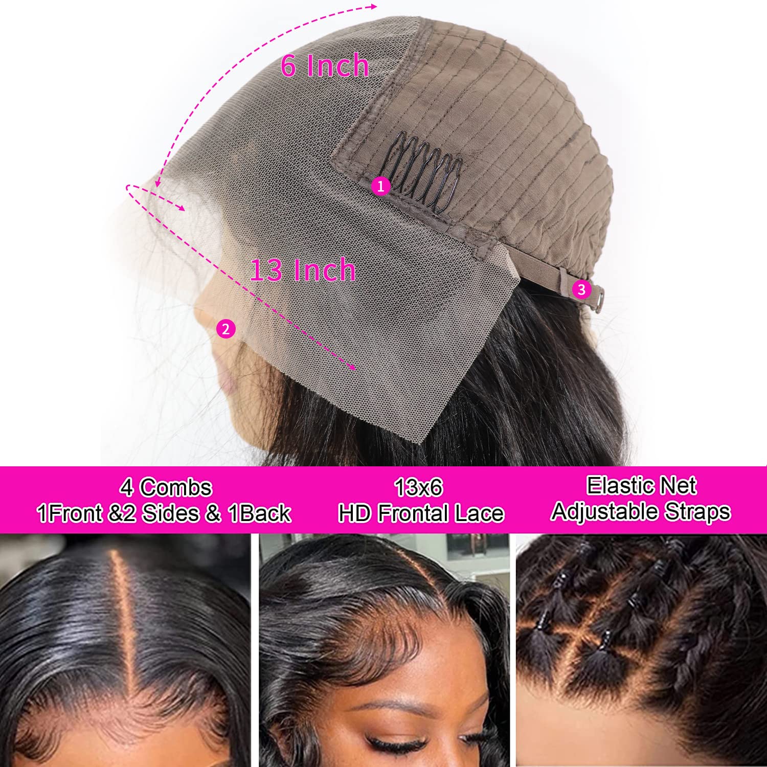 Aicrelery 13x6 Lace Front Wigs Human Hair 13x6 Body Wave HD Lace Frontal Wigs for Black Women Pre Plucked With Baby Hair Bleached Knots 180 Density Glueless Frontal Wig Full and Thick 26 Inch