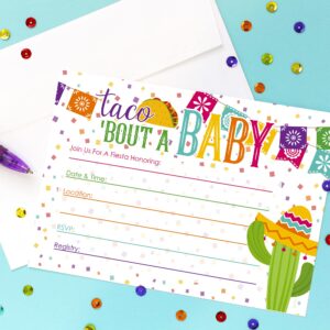 DISTINCTIVS Taco 'Bout a Baby Fiesta Baby Shower Party Invitations - 10 Cards with Envelopes