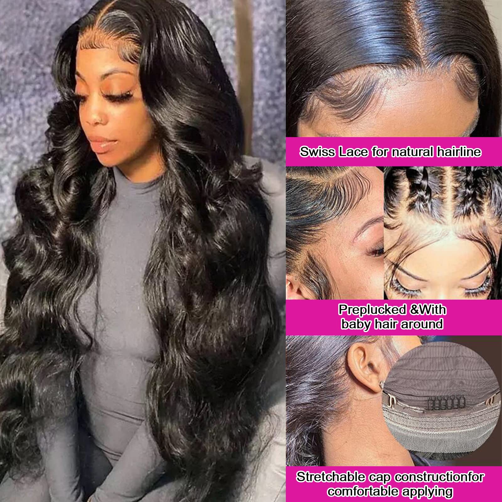 Aicrelery 13x6 Lace Front Wigs Human Hair 13x6 Body Wave HD Lace Frontal Wigs for Black Women Pre Plucked With Baby Hair Bleached Knots 180 Density Glueless Frontal Wig Full and Thick 26 Inch