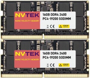 nvtek 32gb (2x16gb) ddr4 2400mhz pc4-19200 sodimm 2rx8 1.2v 260-pin non-ecc laptop pc computer memory kit