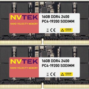 NVTEK 32GB (2X16GB) DDR4 2400MHZ PC4-19200 SODIMM 2Rx8 1.2V 260-PIN Non-ECC Laptop PC Computer Memory KIT