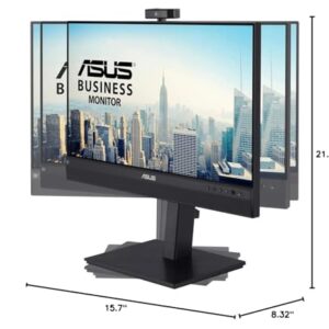 ASUS 23.8” 1080P Video Conferencing Monitor (BE24ECSNK) - Full HD, IPS, Built-in Adjustable 2MP Webcam, AI Noise-canceling Mic, Eye Care, USB-C Docking, RJ45, Height Adjustable, HDMI, Zoom Certified