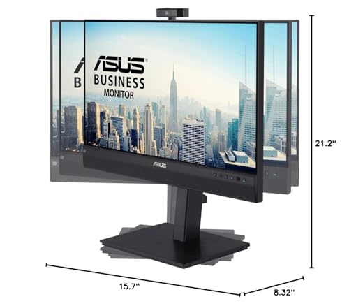 ASUS 23.8” 1080P Video Conferencing Monitor (BE24ECSNK) - Full HD, IPS, Built-in Adjustable 2MP Webcam, AI Noise-canceling Mic, Eye Care, USB-C Docking, RJ45, Height Adjustable, HDMI, Zoom Certified