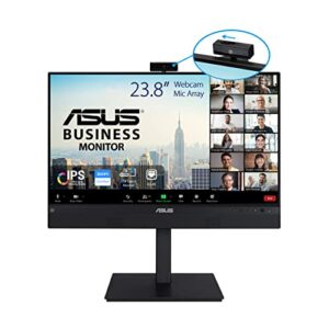 asus 23.8” 1080p video conferencing monitor (be24ecsnk) - full hd, ips, built-in adjustable 2mp webcam, ai noise-canceling mic, eye care, usb-c docking, rj45, height adjustable, hdmi, zoom certified