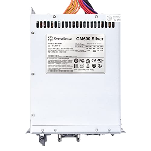 SilverStone Technology GM600 Silver Cybenetics Silver 600W Mini redundant Power Supply, SST-GM600-S, TAA Compliant