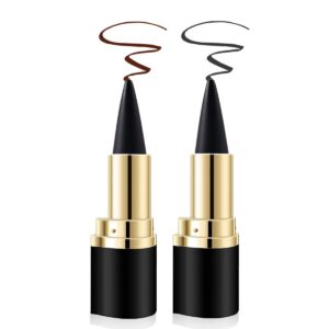 aaiffey 2 colors gel eyeliner set,quick-dry cream eyeliner waterproof and smudge proof eye-liner pencil long-lasting matte black eyeliner stick for women girls (04 black+03 brown)