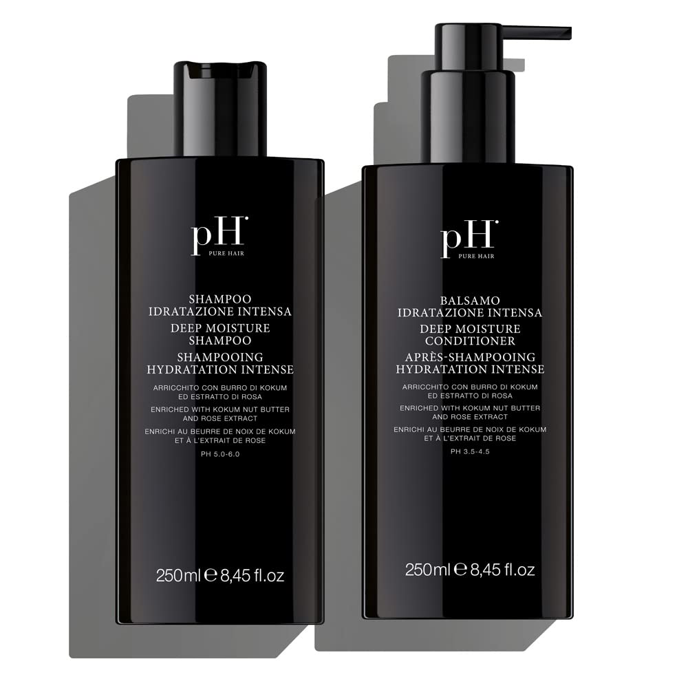 pH PURE HAIR Deep Moisture Shampoo & Conditioner Set + Extra Butter Deep Moisture Mask 10 ml - Moisturizing Formula For Dry Damaged Hair - Softens, Smooths and Renew Hair Moisture - 8.45 oz Each