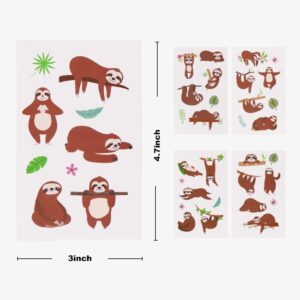 24 Sheets Sloth Temporary Tattoos, Birthday Decorations Sloth Party Favors