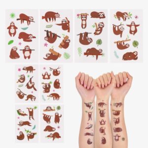 24 Sheets Sloth Temporary Tattoos, Birthday Decorations Sloth Party Favors