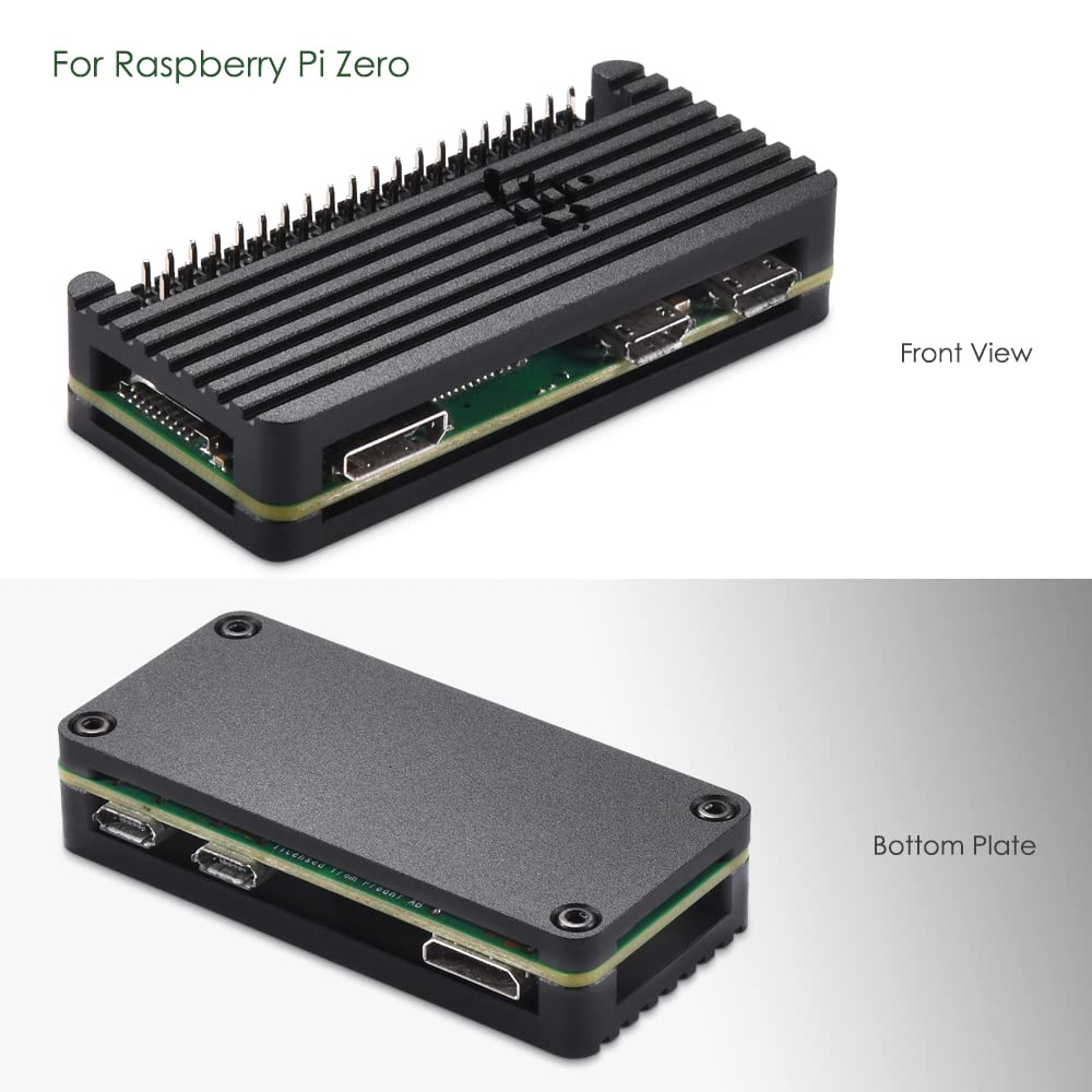 Raspberry Pi Zero Case Kit, iUniker Pi Zero Aluminum Passive Case with Pin Header, OTG Hub, HDMI Adapter, on/Off Switch Cable for Pi Zero 2 w