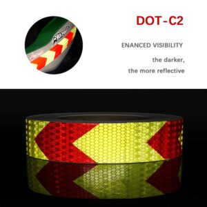 JCXJ 2in x 50 FT Reflective Tape of Red & Yellow Arrow Caution Waterproof High Visibility,Hazard Caution Warning Adhesive Tape Outdoor for Floor Marking, Trailers, Trucks, Cars，Boats