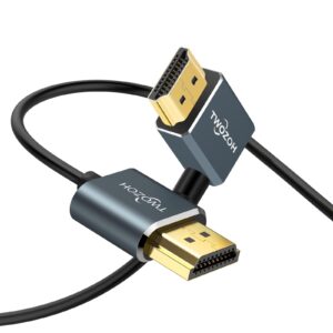 twozoh flexible hdmi to hdmi cable left angled 90° 3.3ft, ultra thin and slim hdmi cord support 3d/4k@60hz