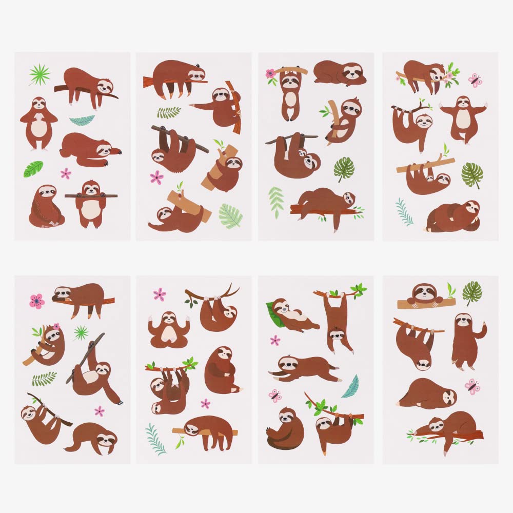 24 Sheets Sloth Temporary Tattoos, Birthday Decorations Sloth Party Favors