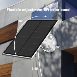 Solar Panel for Security Camera, 5W USB Solar Panel for Micro USB and USB-C Port Outdoor Rechargeable Battery Camera, Solar Panels with 9.8ft Cable, Adjustable Wall Mount, IP65 Waterproof, 2 Pack