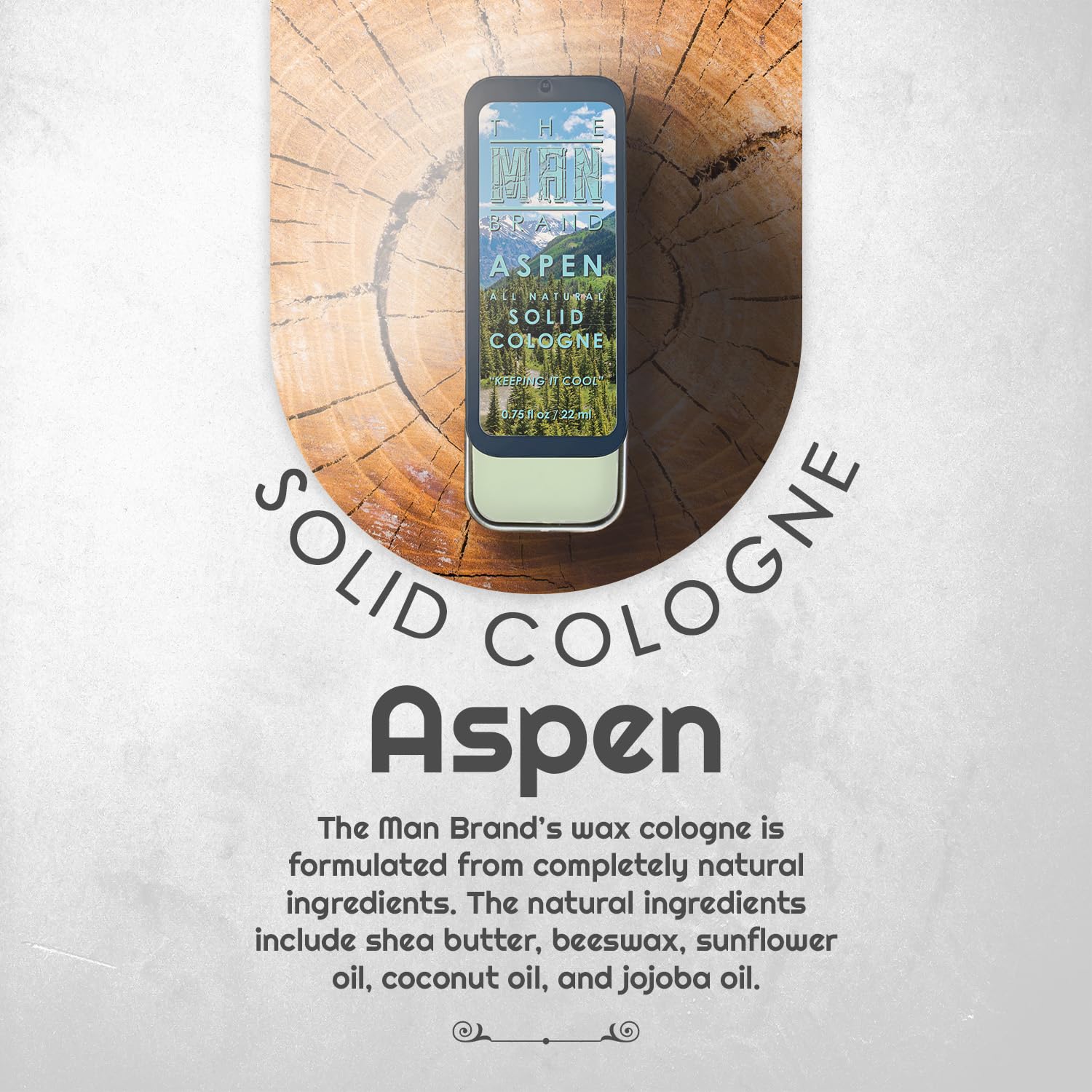 The Man Brand Aspen Solid Cologne for men 0.75 oz - Natural wax cologne - Redefined men's fragrances, Aspen Travel Size Cologne for men - natural mens cologne (3/4 Ounce (Pack of 1), Aspen)