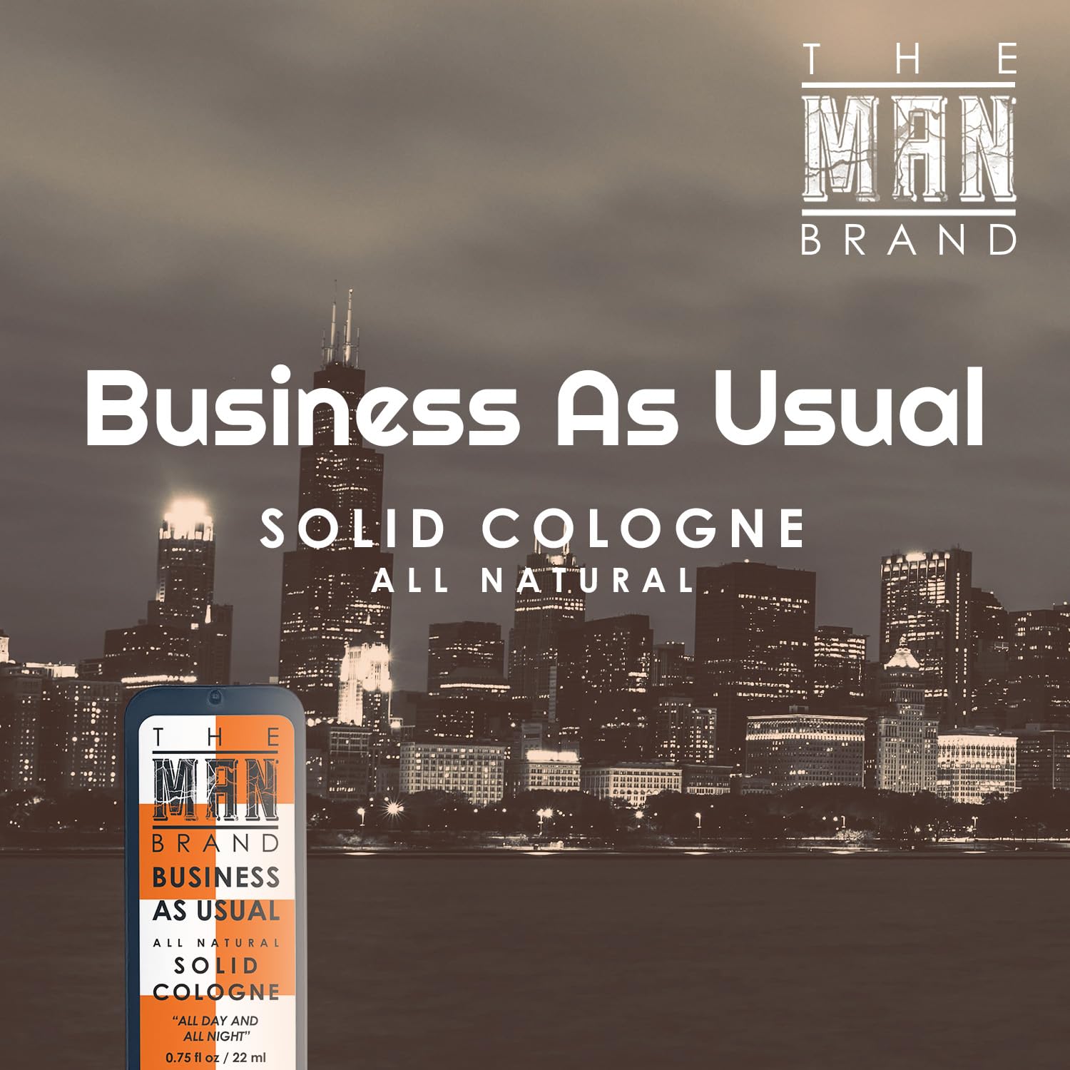 The Man Brand Business As Usual Solid Cologne Balm for men - Natural Men's Cologne - Redefined men's fragrance Wax Cologne, Travel Size Cologne for men - (3/4 oz (Pack of 1), Business As Usual)