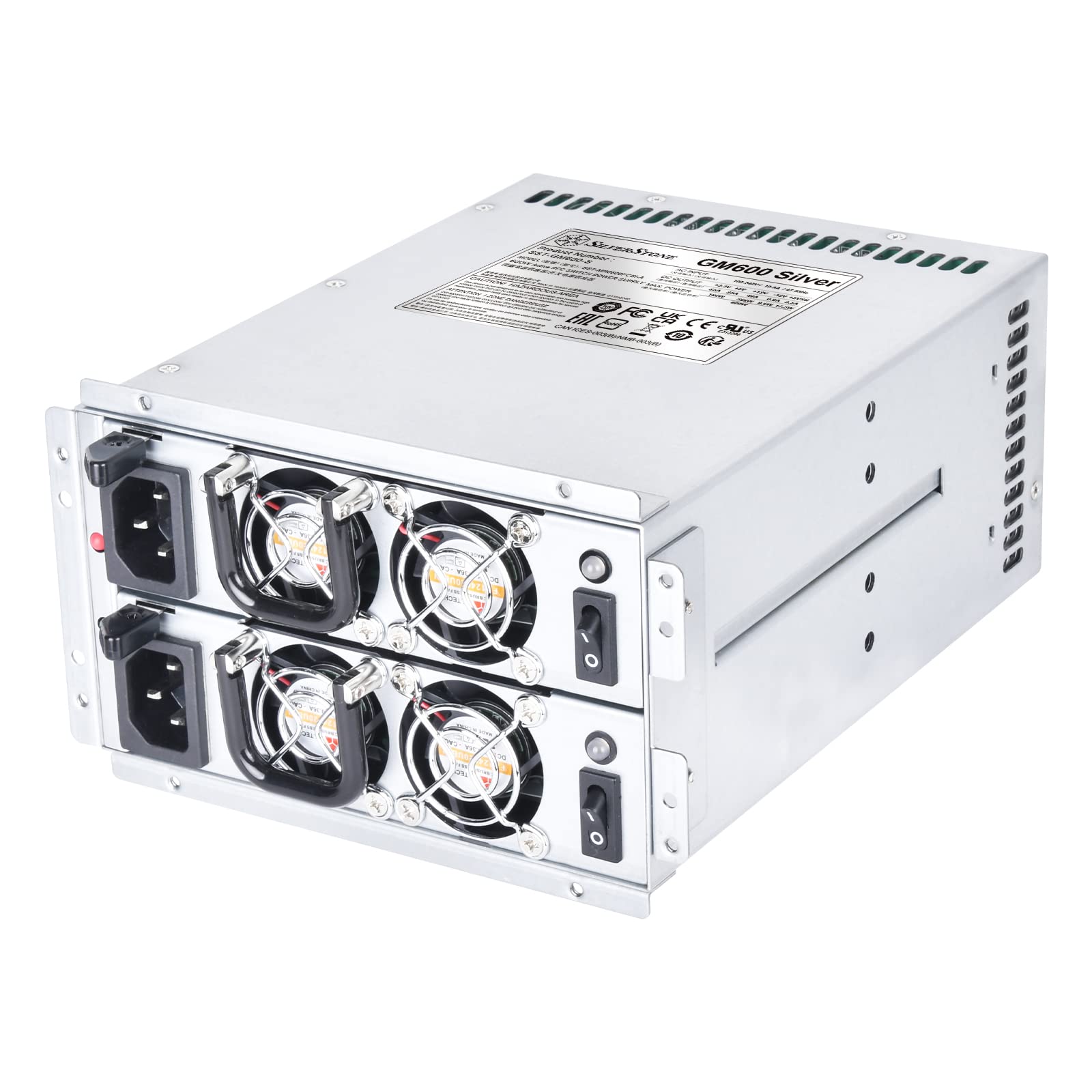 SilverStone Technology GM600 Silver Cybenetics Silver 600W Mini redundant Power Supply, SST-GM600-S, TAA Compliant