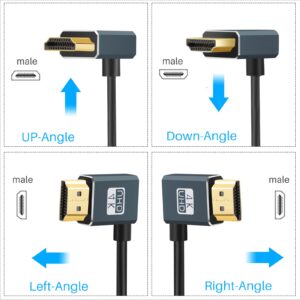 Twozoh Flexible HDMI to HDMI Cable Left Angled 90° 3.3FT, Ultra Thin and Slim HDMI Cord Support 3D/4K@60Hz