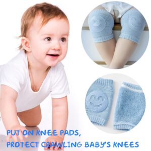 SooGree Baby Knee Pads (5 Pairs Smiley Style) For Crawling Toddler Leg Warms Non-slip Anti-Friction Elastic Cotton Socks For Crawling 6-24 Months Babies