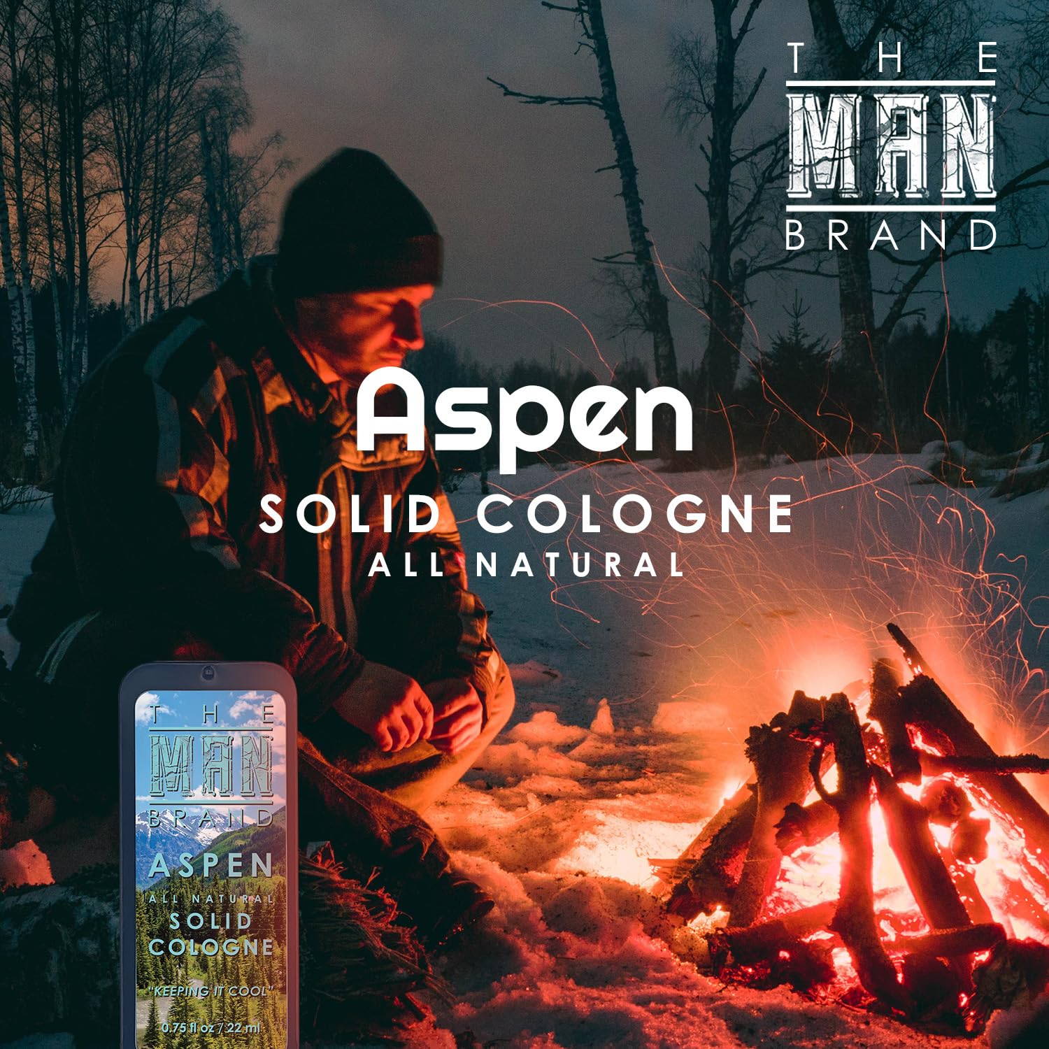 The Man Brand Aspen Solid Cologne for men 0.75 oz - Natural wax cologne - Redefined men's fragrances, Aspen Travel Size Cologne for men - natural mens cologne (3/4 Ounce (Pack of 1), Aspen)