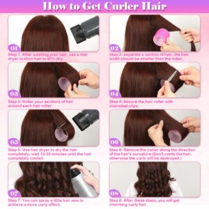 Cludoo Jumbo Hair Curlers Rollers with Clips, 28 Pcs Self Grip Rollers Set for Volume and Curls - 6.3cm, 4.3cm, 3.7cm for Long, Medium, Short, Thick Hair, Bangs, and Salon Hair Styling