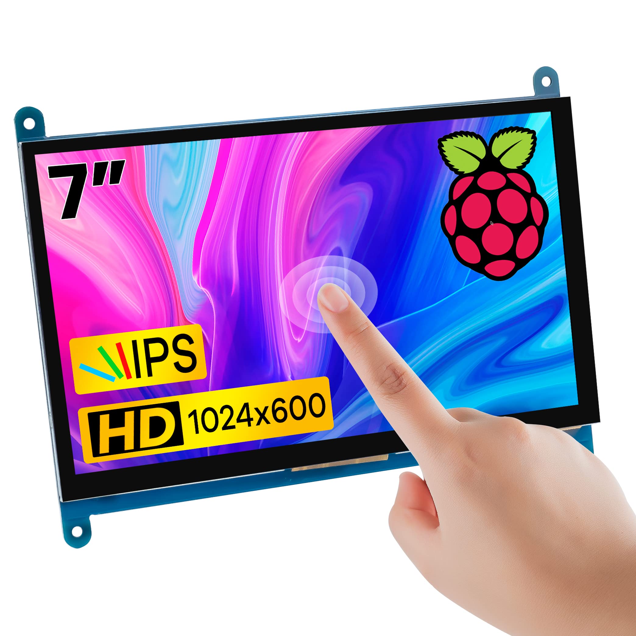 Hosyond 7 Inch IPS LCD Touch Screen Display Panel 1024×600 Capacitive Screen HDMI Monitor for Raspberry Pi5/Pi4/Pi3/ZERO W, BB Black, Windows 10 8 7