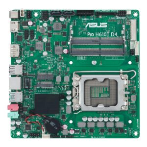 ASUS Pro H610T D4-CSM LGA 1700(Intel 12th Gen&Intel vPro)TCO-optimized Commercial Motherboard (PCIe 4.0,DP,LVDS,SO-DIMM DDR4,USB 3.2 Gen 2,M.2 E slot,Q-LED Core, ASUS Control Center Express)