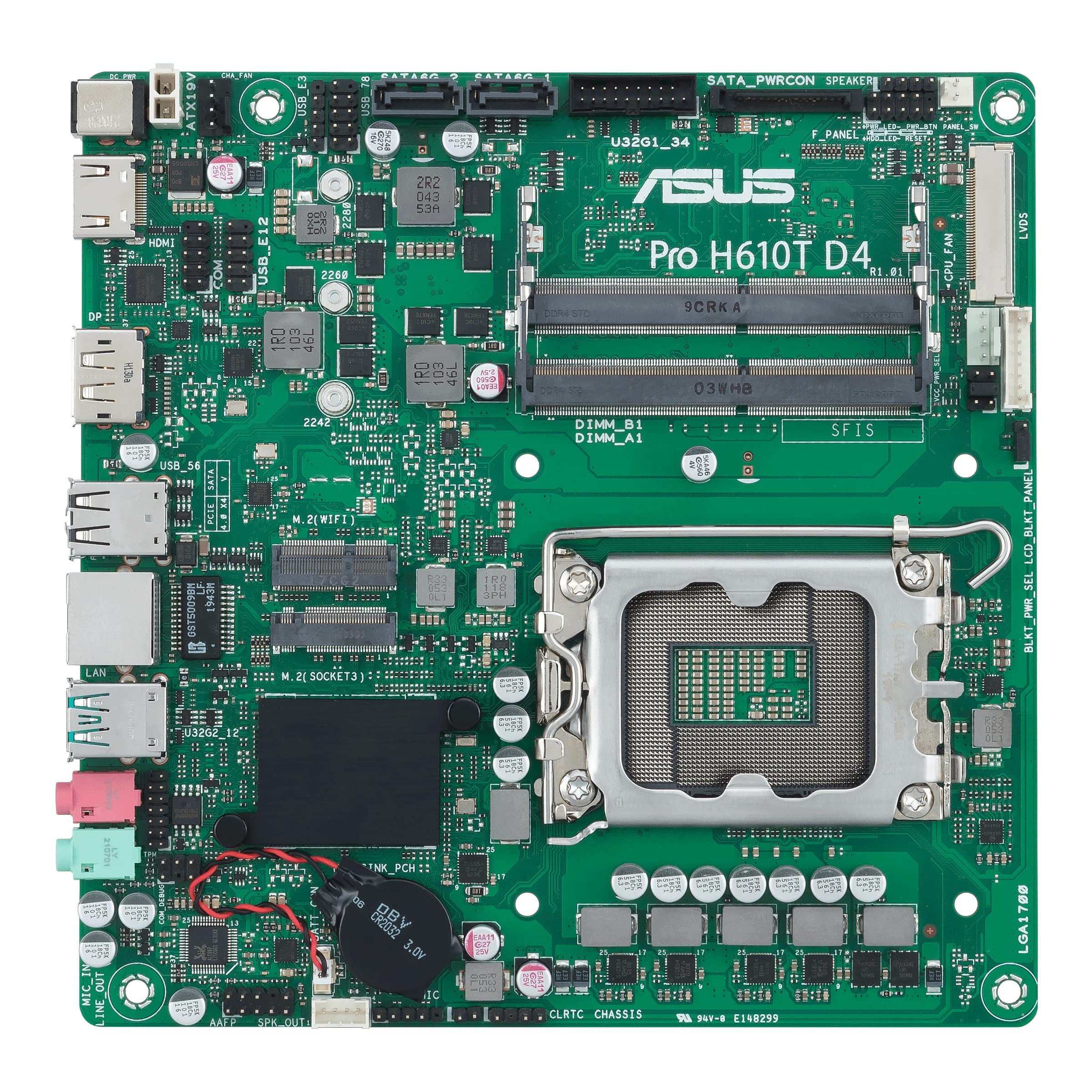 ASUS Pro H610T D4-CSM LGA 1700(Intel 12th Gen&Intel vPro)TCO-optimized Commercial Motherboard (PCIe 4.0,DP,LVDS,SO-DIMM DDR4,USB 3.2 Gen 2,M.2 E slot,Q-LED Core, ASUS Control Center Express)