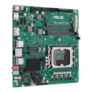 ASUS Pro H610T D4-CSM LGA 1700(Intel 12th Gen&Intel vPro)TCO-optimized Commercial Motherboard (PCIe 4.0,DP,LVDS,SO-DIMM DDR4,USB 3.2 Gen 2,M.2 E slot,Q-LED Core, ASUS Control Center Express)