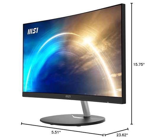 MSI Pro MP242C, 24" Monitor, 1920 x 1080 (FHD), Curved VA, 75Hz, FreeSync, TUV Certified Eyesight Protection, 1ms, HDMI, Tilt