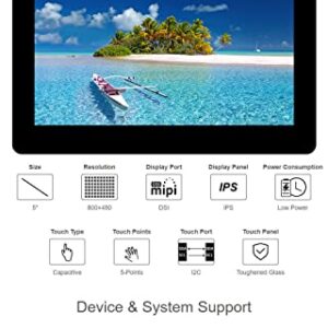 waveshare 5inch Capacitive IPS Touch Display Compatible with Raspberry Pi 5/4B/3B+/3A+/3B/2B/B+/A+/ CM3/3+/4 800×480 Resolution DSI Interface Low Power Consumption