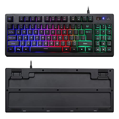 Vbestlife Mechanical Gaming Keyboard, Wired RGB Backlight 89 Keys Compact PC Keyboard Translucent Characters Keycaps Waterproof USB Gaming Keyboard for PC Gamer