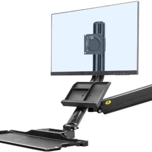 Sit Stand Workstation Wall Mount Height Adjustable Sit-Stand Converter for 19''-27'' Screens with Keyboard Tray, VESA 75/100, Load Capacity from 4.4-19.8lbs MB32-B